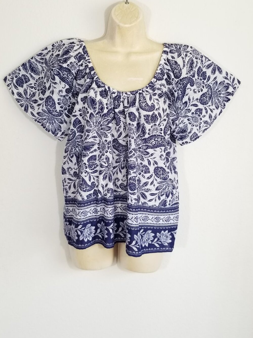 LOFT Boho Blouse Top Floral Paisley 7088E2M
